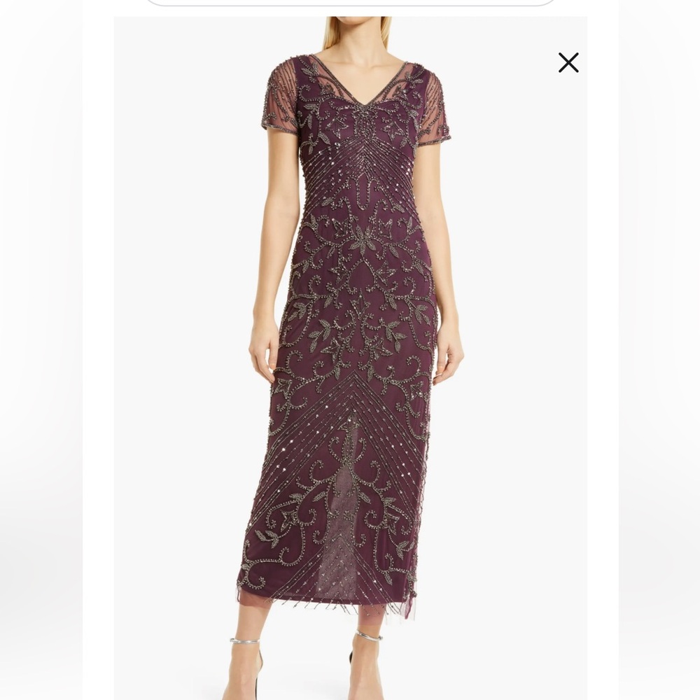 #20366965 Pisarro Nights, this gown features: 
All over beaded NWT size 8 wine